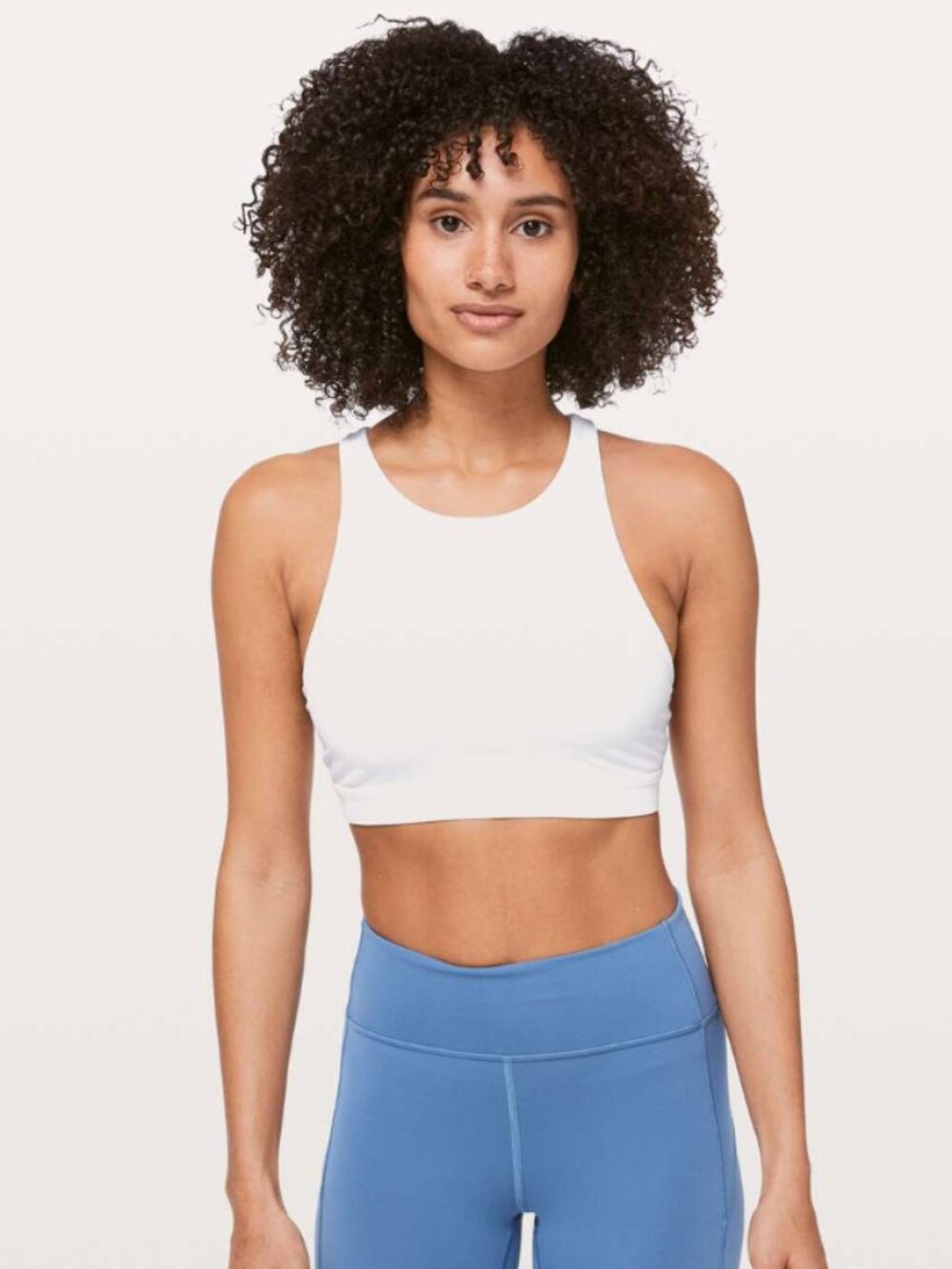 Lululemon Energy Bra High Neck White Sports Bra Running Training Size 2